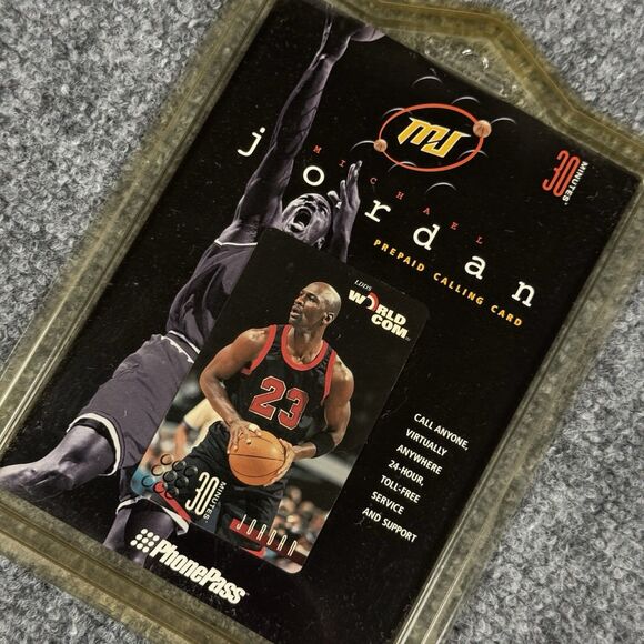 1996 NBA Michael Jordan Black Uniform Sealed WorldCom 30 Minute Phone Card